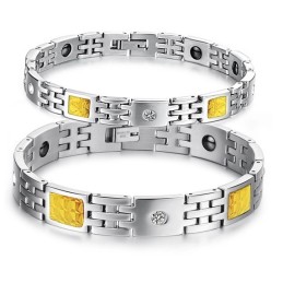 Pulseira De Titânio De Alta Qualidade Com Strass Para Amantes