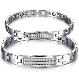 Pulseira De Titânio Com Magnetita E Diamante, A Rainha Da Saúde, Para Amantes