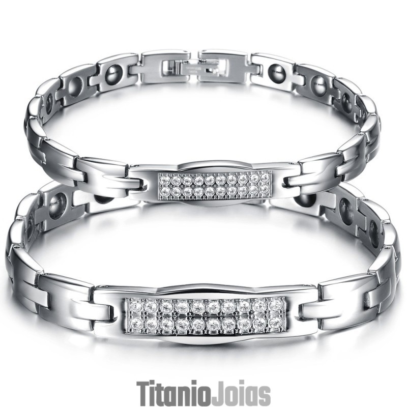 Pulseira De Titânio Com Magnetita E Diamante, A Rainha Da Saúde, Para Amantes