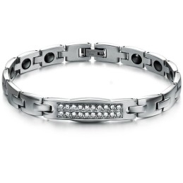 Pulseira De Titânio Com Magnetita E Diamante, A Rainha Da Saúde, Para Amantes