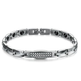 Pulseira De Titânio Com Magnetita E Diamante, A Rainha Da Saúde, Para Amantes