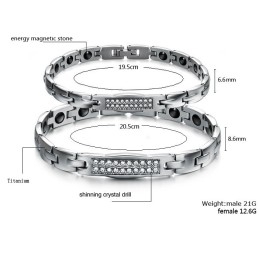 Pulseira De Titânio Com Magnetita E Diamante, A Rainha Da Saúde, Para Amantes