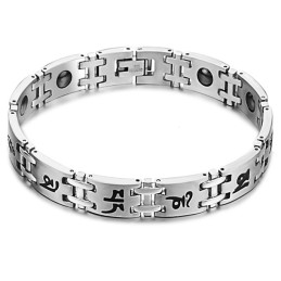 Pulseira Masculina De Titânio Com Magnetita De Qualidade Estável