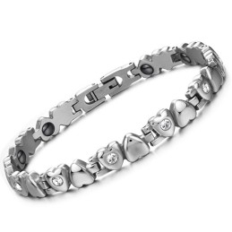 Pulseira Feminina De Titânio Com Strass De Qualidade Superior