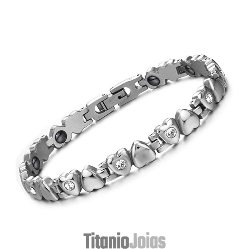 Pulseira Feminina De Titânio Com Strass De Qualidade Superior Pulseira Feminina De Titânio Com Strass De Qualidade Superior