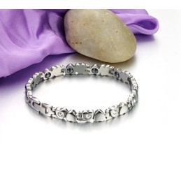Pulseira Feminina De Titânio Com Strass De Qualidade Superior
