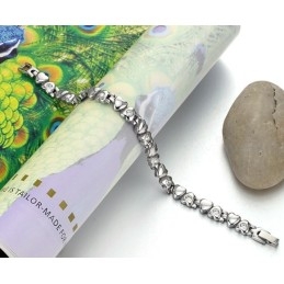 Pulseira Feminina De Titânio Com Strass De Qualidade Superior