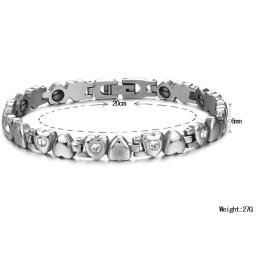 Pulseira Feminina De Titânio Com Strass De Qualidade Superior