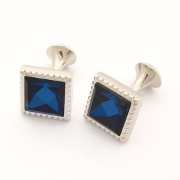Abotoaduras Quadradas De Titânio Com Zircônia Azul