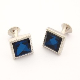Abotoaduras Quadradas De Titânio Com Zircônia Azul