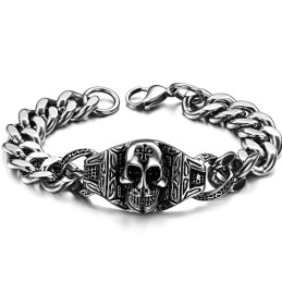 Pulseira De Titânio Com Caveira De Qualidade Superior