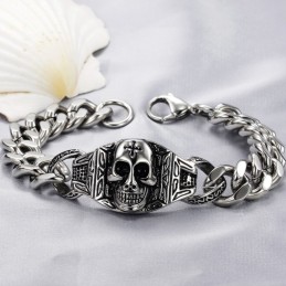 Pulseira De Titânio Com Caveira De Qualidade Superior