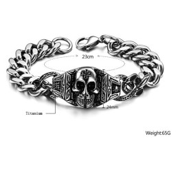 Pulseira De Titânio Com Caveira De Qualidade Superior