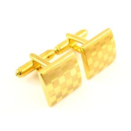 Abotoaduras Quadradas De Titânio Com Banho De Ouro
