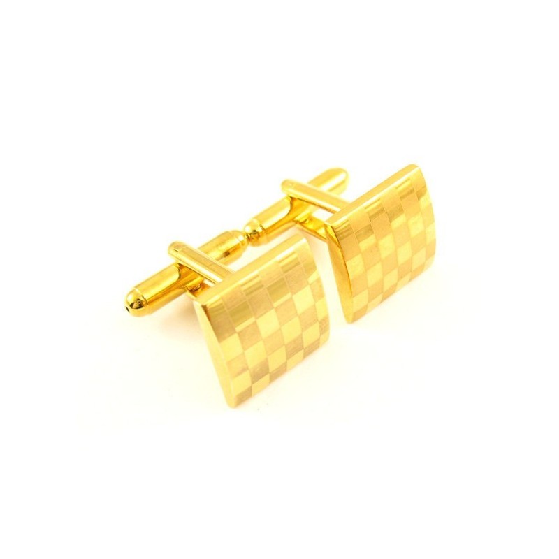 Abotoaduras Quadradas De Titânio Com Banho De Ouro