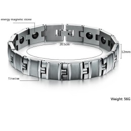 Pulseira Masculina De Titânio Antifadiga De Excelente Qualidade Com Magnetita