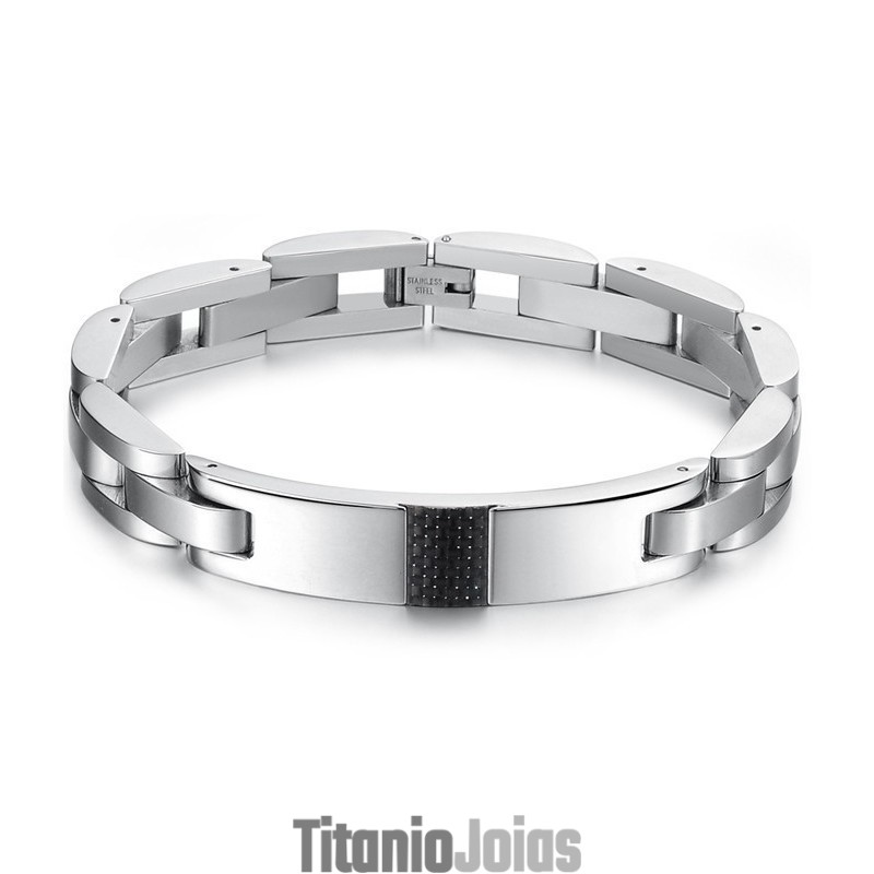 Pulseira Masculina De Fibra De Carbono Preta E Titânio, A Rainha Da Qualidade Pulseira Masculina De Fibra De Carbono Preta E Titânio, A Rainha Da Qualidade