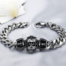 Pulseira De Titânio Com Caveira Masculina De Excelente Qualidade