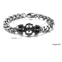 Pulseira De Titânio Com Caveira Masculina De Excelente Qualidade