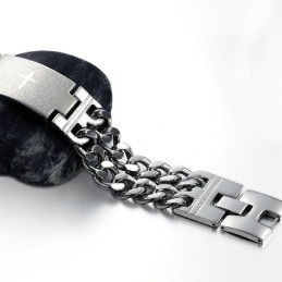 Pulseira Masculina Cruz De Titânio Fácil De Usar