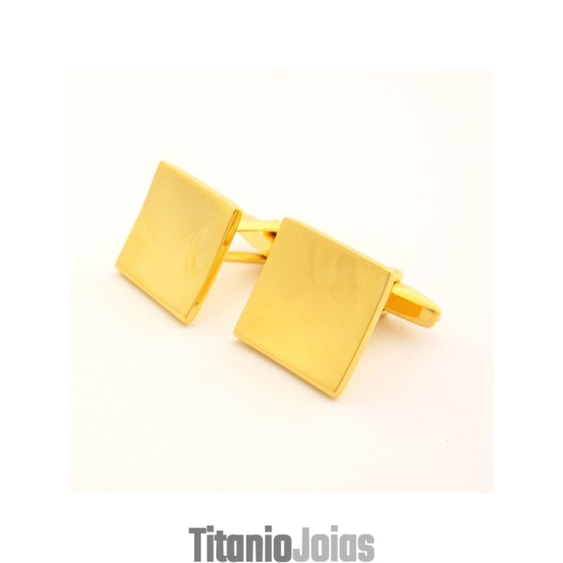 Abotoaduras Quadradas Côncavas Banhadas A Titânio E Ouro Ip Abotoaduras Quadradas Côncavas Banhadas A Titânio E Ouro Ip