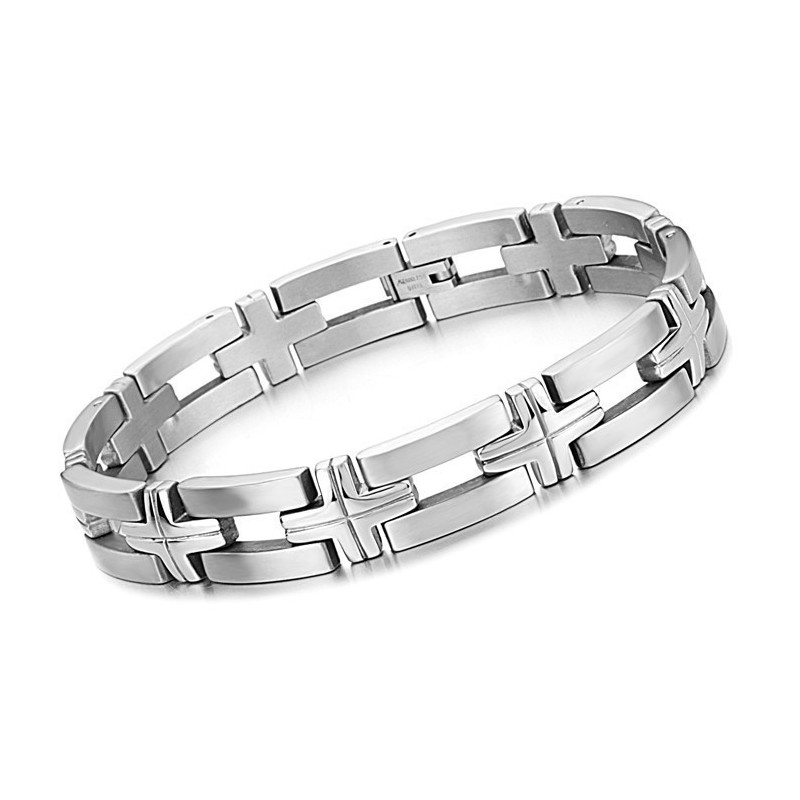 Pulseira Masculina De Titânio Com Cruz De Alta Qualidade Pulseira Masculina De Titânio Com Cruz De Alta Qualidade