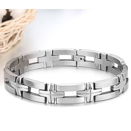 Pulseira Masculina De Titânio Com Cruz De Alta Qualidade