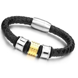 Pulseira De Couro De Titânio Redonda Masculina De Qualidade Confiável