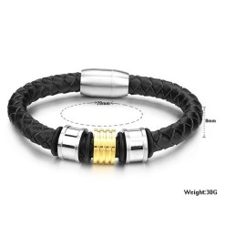 Pulseira De Couro De Titânio Redonda Masculina De Qualidade Confiável