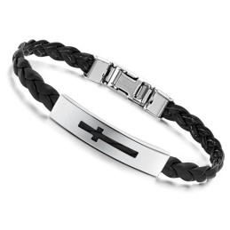 Pulseira De Titânio Pu Com Cruz Feminina De Qualidade Estável