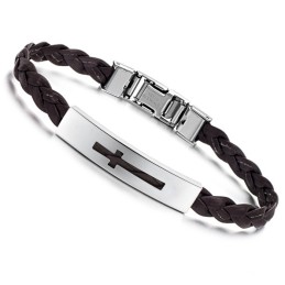 Pulseira De Titânio Pu Com Cruz Feminina De Qualidade Estável