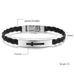 Pulseira De Titânio Pu Com Cruz Feminina De Qualidade Estável