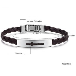 Pulseira De Titânio Pu Com Cruz Feminina De Qualidade Estável