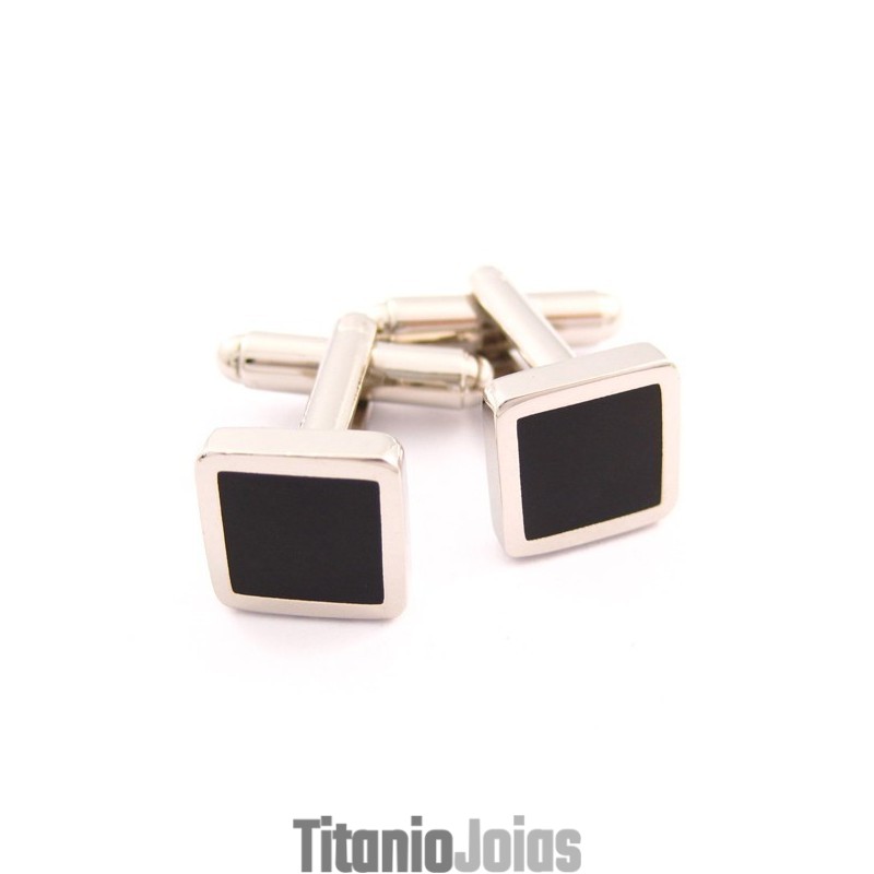 Abotoaduras Quadradas Banhadas A Titânio E Ip Preto Abotoaduras Quadradas Banhadas A Titânio E Ip Preto