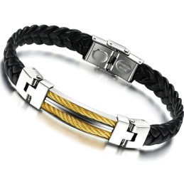 Pulseira Masculina De Couro De Titânio De Excelente Qualidade