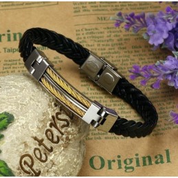 Pulseira Masculina De Couro De Titânio De Excelente Qualidade