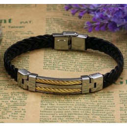 Pulseira Masculina De Couro De Titânio De Excelente Qualidade