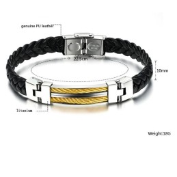 Pulseira Masculina De Couro De Titânio De Excelente Qualidade