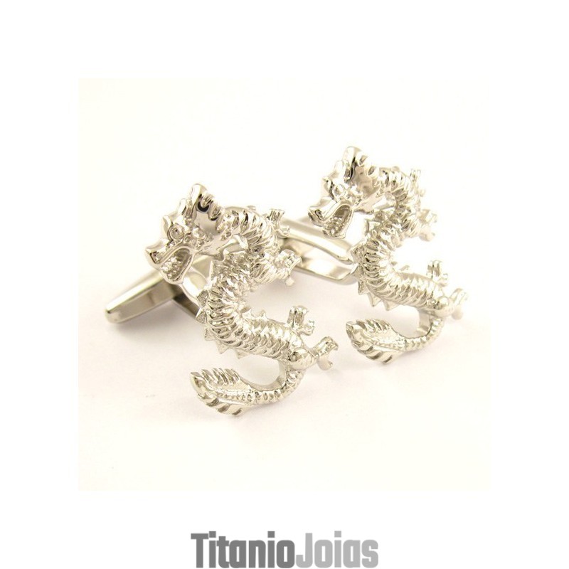 Abotoaduras De Dragão De Titânio Da Moda
