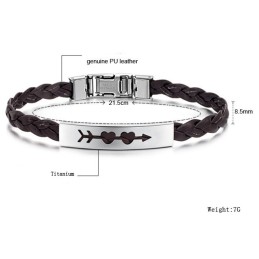 Pulseira De Couro De Titânio Com Formato De Coração Para Mulheres De Qualidade Estável