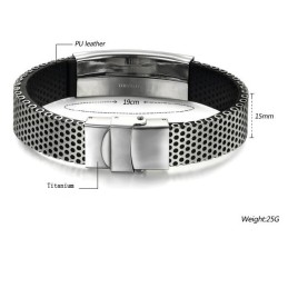 Pulseira Masculina De Couro De Titânio De Grande Variedade