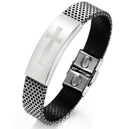 Pulseira Masculina Cruz De Couro De Titânio Com Qualidade E Quantidade Garantidas