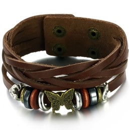 Pulseira De Couro De Titânio Em Formato De Borboleta Feminina De Alta Qualidade