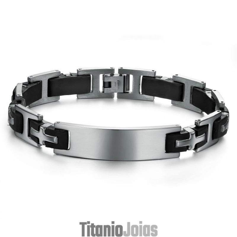 Pulseira Masculina De Silicone De Titânio Durável Em Uso