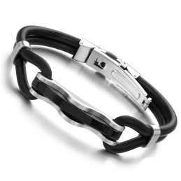 Pulseira De Couro De Titânio Preto The King Of Quantity