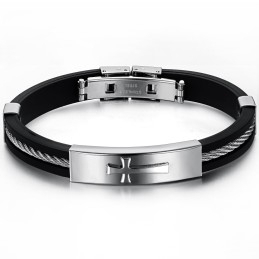 Pulseira Masculina De Titânio Com Cruz De Excelente Qualidade