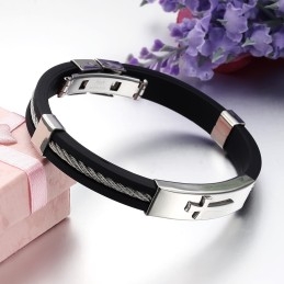 Pulseira Masculina De Titânio Com Cruz De Excelente Qualidade