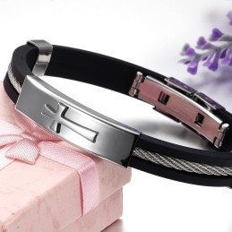 Pulseira Masculina De Titânio Com Cruz De Excelente Qualidade