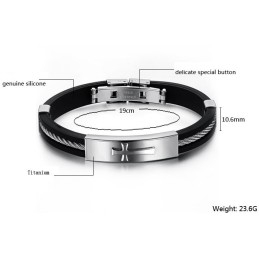 Pulseira Masculina De Titânio Com Cruz De Excelente Qualidade
