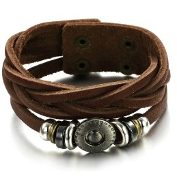 Pulseira Masculina Retrô De Couro De Titânio, Vendendo Bem Em Todo O Mundo
